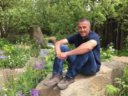 Cleve West Landscape Design, M&G Garden, RHS, RHS Gold Medal, Exmoor, woodland garden, Award winning garden designer, garden design, award winning, contemporary garden, oak, Steve Swatton, Cleve West, Chelsea Flower Show, birdbath, stone birdbath
