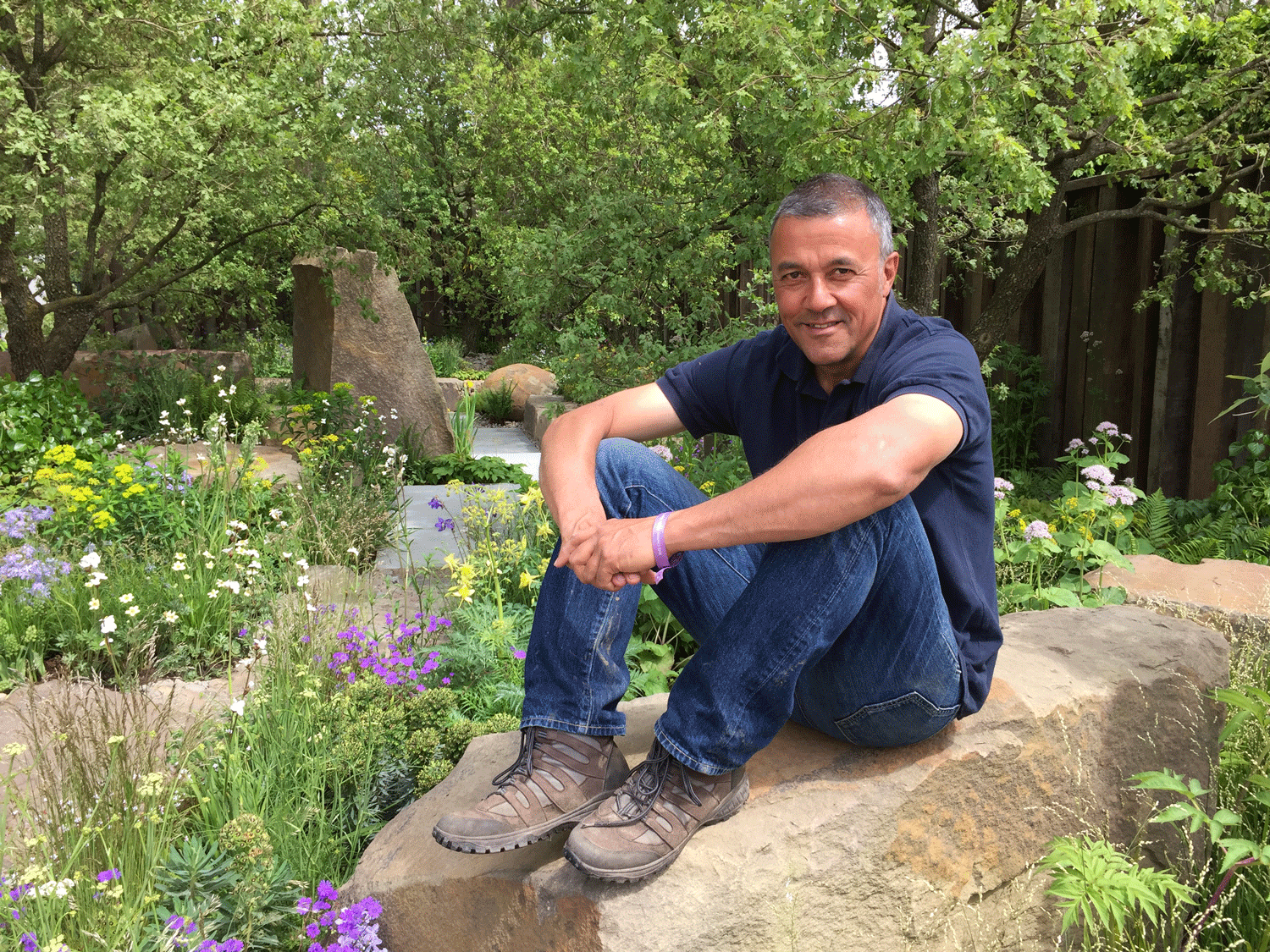 Cleve West Landscape Design, M&G Garden, RHS, RHS Gold Medal, Exmoor, woodland garden, Award winning garden designer, garden design, award winning, contemporary garden, oak, Steve Swatton, Cleve West, Chelsea Flower Show, birdbath, stone birdbath